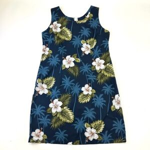 Tropical Hawaiian cotton sundress Large sleeveless round neck Vintage